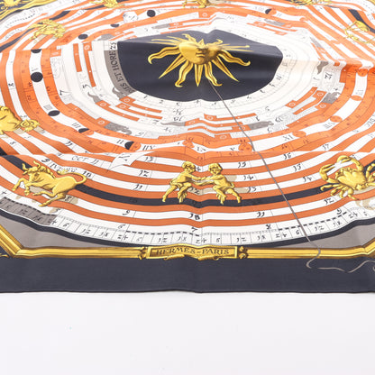 Hermès Carré 90 " DIES ET HORE" Silk handkerchief in Black
