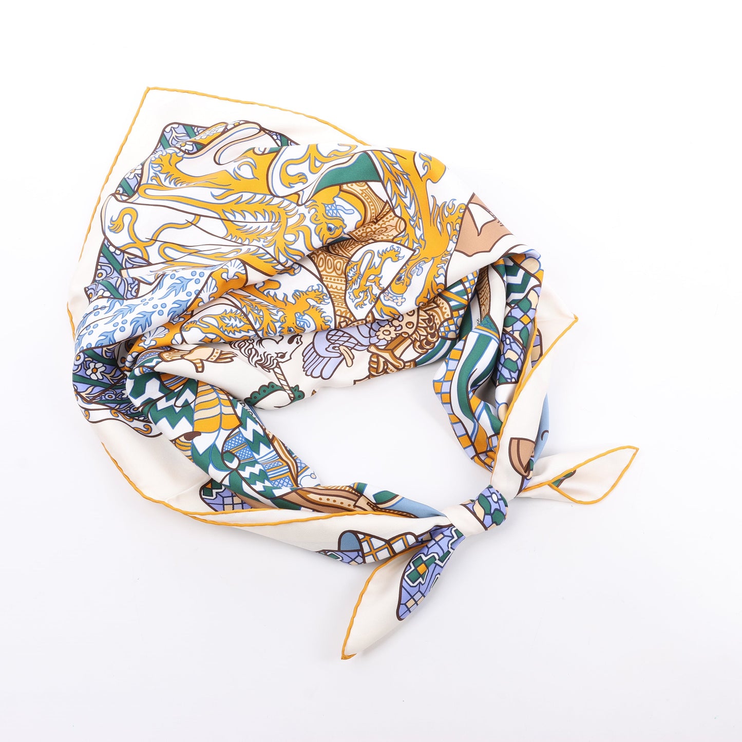 Hermès Carré 90 "DUELS ONIRIQUES" Silk handkerchief in Multicolor