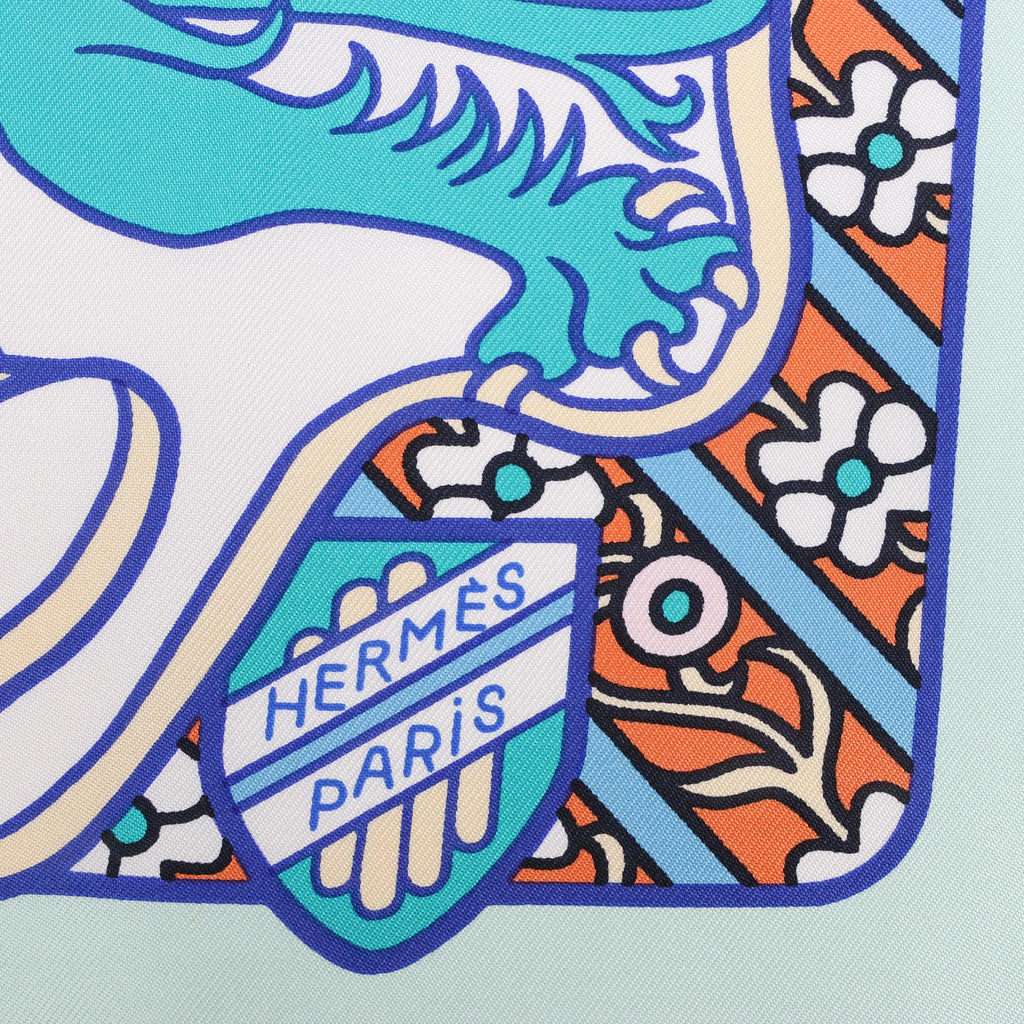 Hermès Carré 90 "DUELS ONIRIQUES" Silk handkerchief in Blue