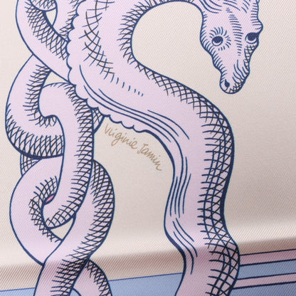 Hermès Carré Double face 90 "DELLA CAVALLERIA" 100% Silk Scarf in Pink