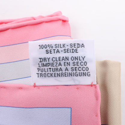 Hermès Carré Double face 90 "DELLA CAVALLERIA" 100% Silk Scarf in Pink