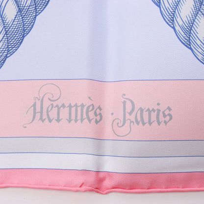 Hermès Carré Double face 90 "DELLA CAVALLERIA" 100% Silk Scarf in Pink