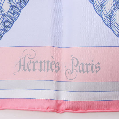 Hermès Carré Double face 90 "DELLA CAVALLERIA" 100% Silk Scarf in Pink