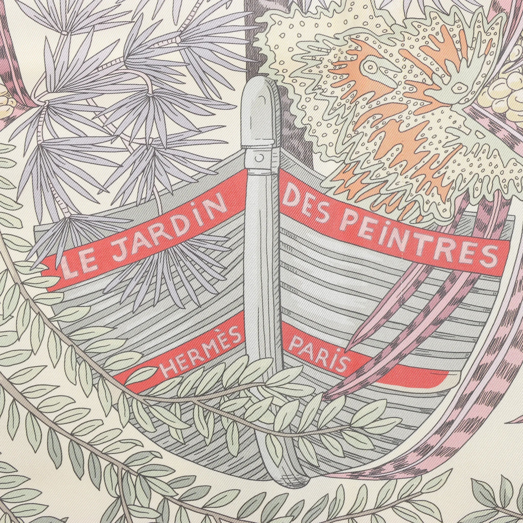 Hermès Carré Double face 90 "LES JARDIN DES PEINTRES" Silk handkerchief in Multicolor