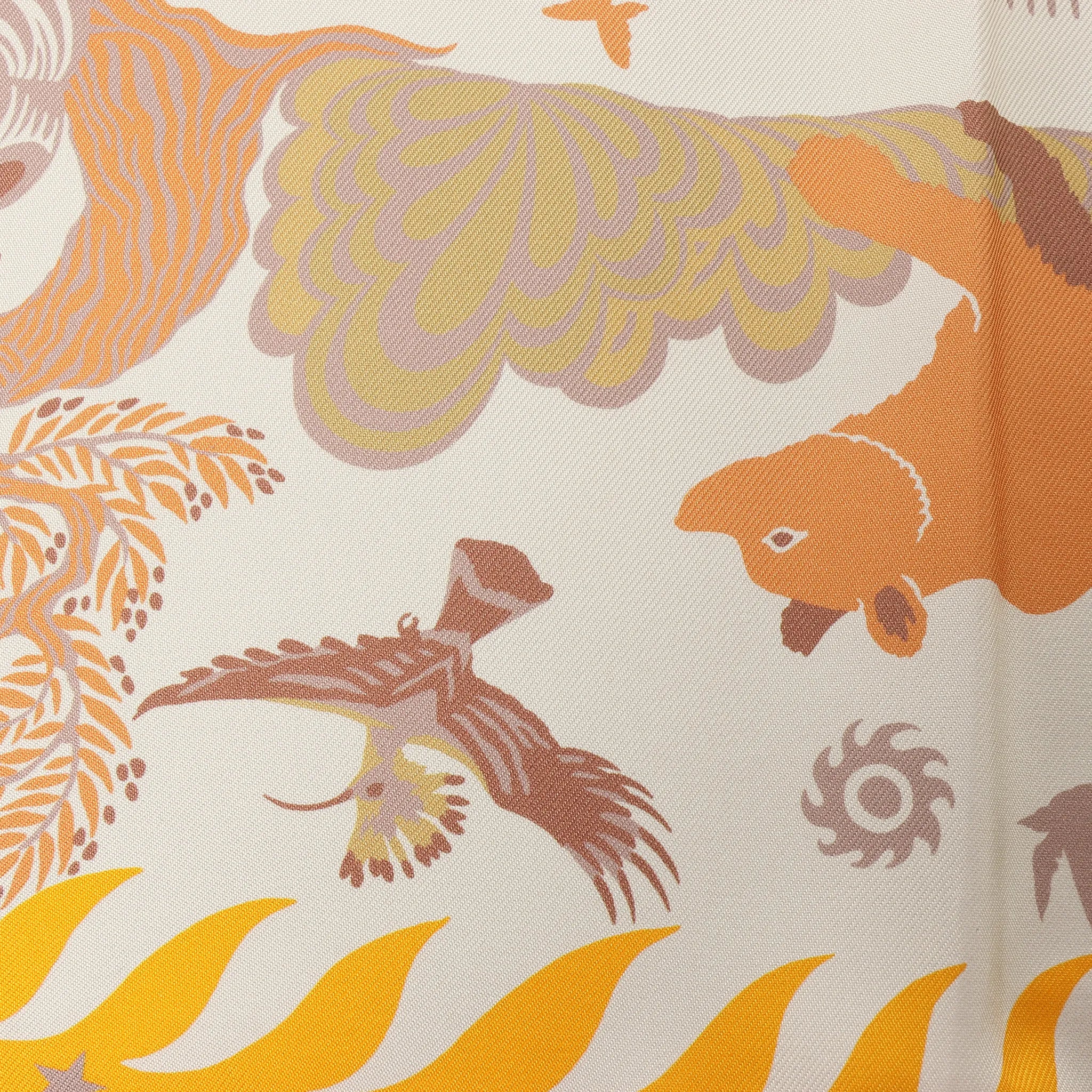 Hermès Carré 90 Double Face "le Charme d'Orphee Lured" Silk handkerchief in Yellow