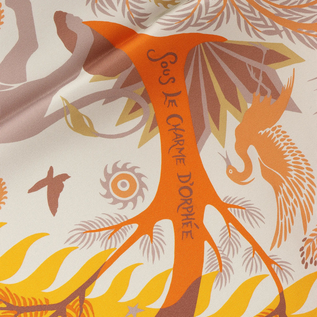 Hermès Carré 90 Double Face "le Charme d'Orphee Lured" Silk handkerchief in Yellow