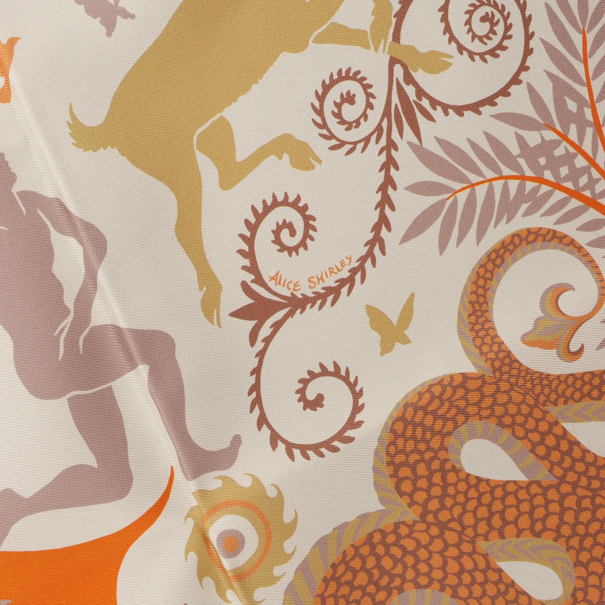 Hermès Carré 90 Double Face "le Charme d'Orphee Lured" Silk handkerchief in Yellow