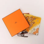 Hermès Carré 90 Double Face "le Charme d'Orphee Lured" Silk handkerchief in Yellow