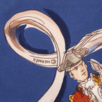 Hermès Carré 90 "ECOLE PORTUGAISE D'ART EQUESTRE" Silk handkerchief in Navy Blue