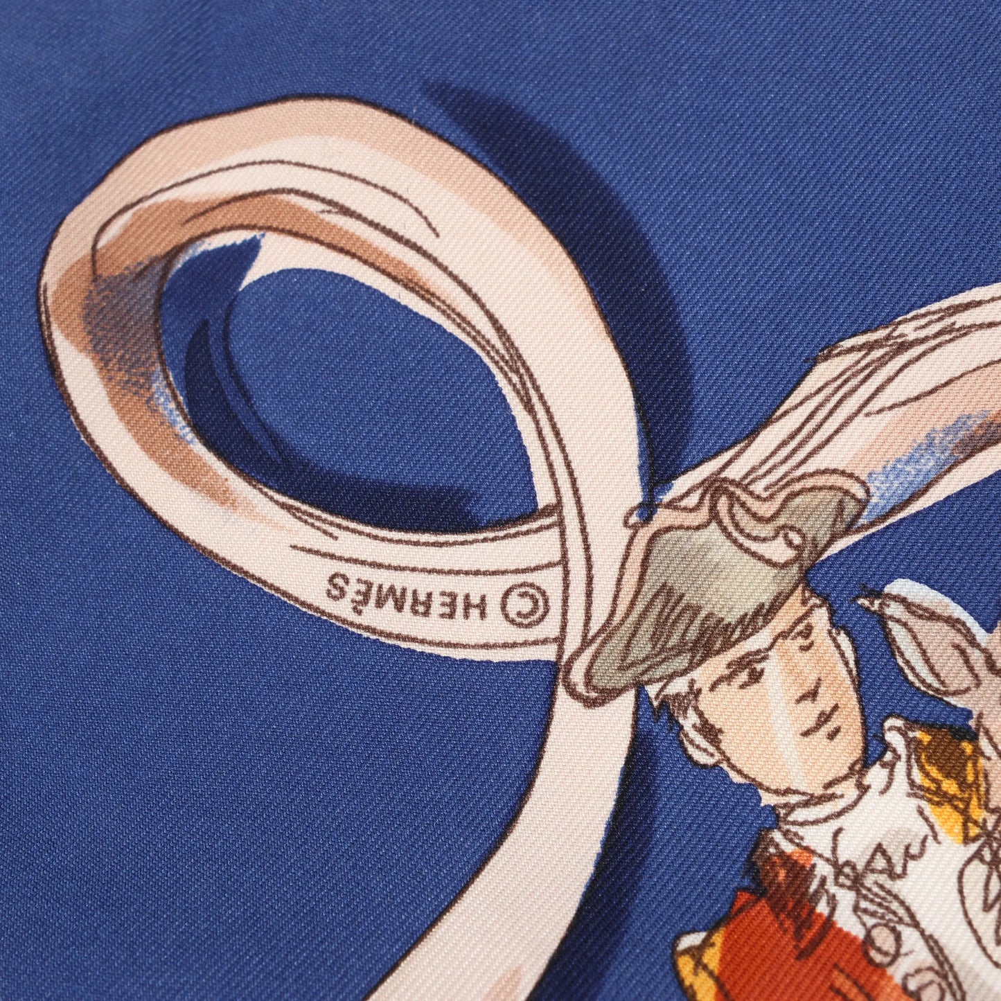 Hermès Carré 90 „ECOLE PORTUGAISE D'ART EQUESTRE“ Seidentaschentuch in Marineblau