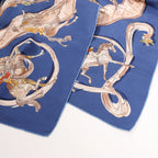 Hermès Carré 90 "ECOLE PORTUGAISE D'ART EQUESTRE" Silk handkerchief in Navy Blue