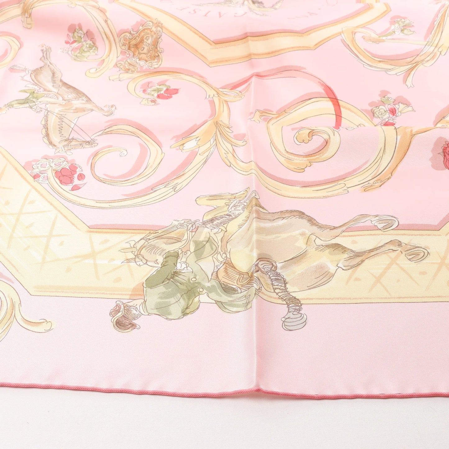 Hermès Carré 90 "ECOLE PORTUGAISE D'ART EQUESTRE" Silk handkerchief in Pink