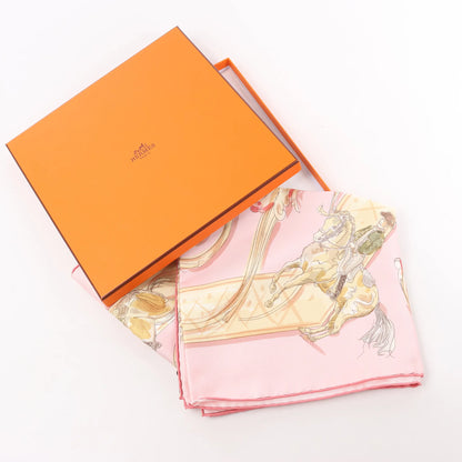 Hermès Carré 90 "ECOLE PORTUGAISE D'ART EQUESTRE" Silk handkerchief in Pink