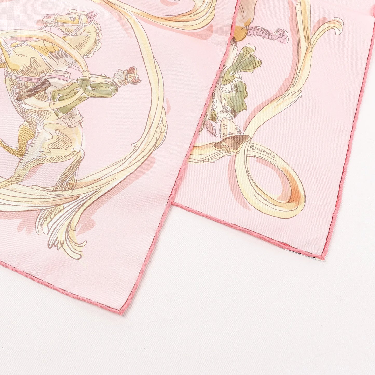 Hermès Carré 90 "ECOLE PORTUGAISE D'ART EQUESTRE" Silk handkerchief in Pink