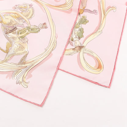 Hermès Carré 90 "ECOLE PORTUGAISE D'ART EQUESTRE" Silk handkerchief in Pink