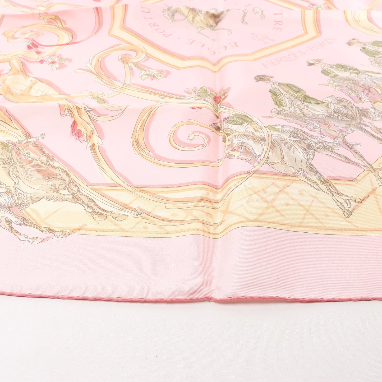 Hermès Carré 90 "ECOLE PORTUGAISE D'ART EQUESTRE" Silk handkerchief in Pink