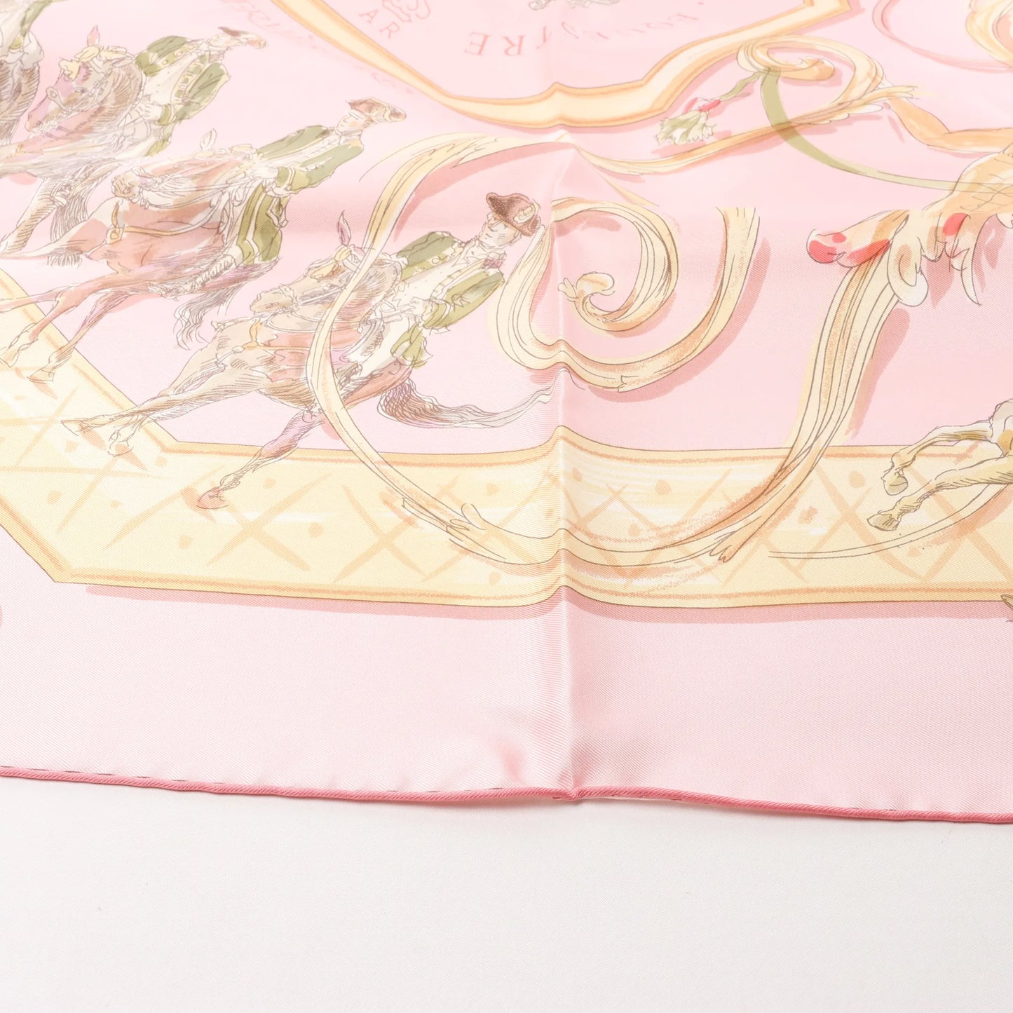 Hermès Carré 90 "ECOLE PORTUGAISE D'ART EQUESTRE" Silk handkerchief in Pink