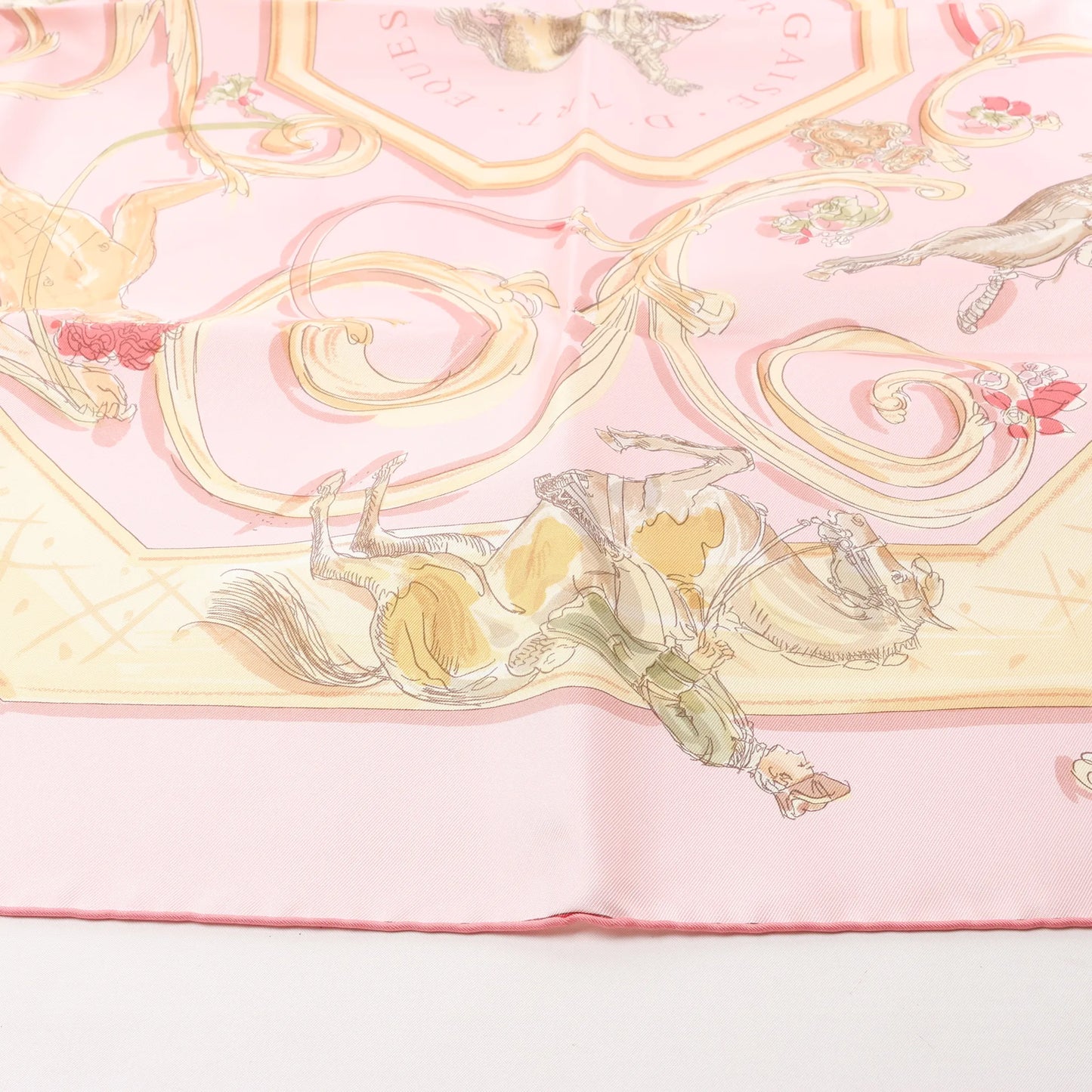 Hermès Carré 90 "ECOLE PORTUGAISE D'ART EQUESTRE" Silk handkerchief in Pink