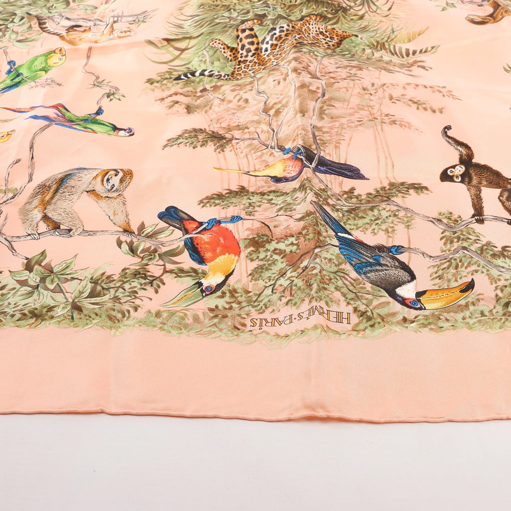 Hermès Carré 90 "EQUATEUR" Silk handkerchief in Pink