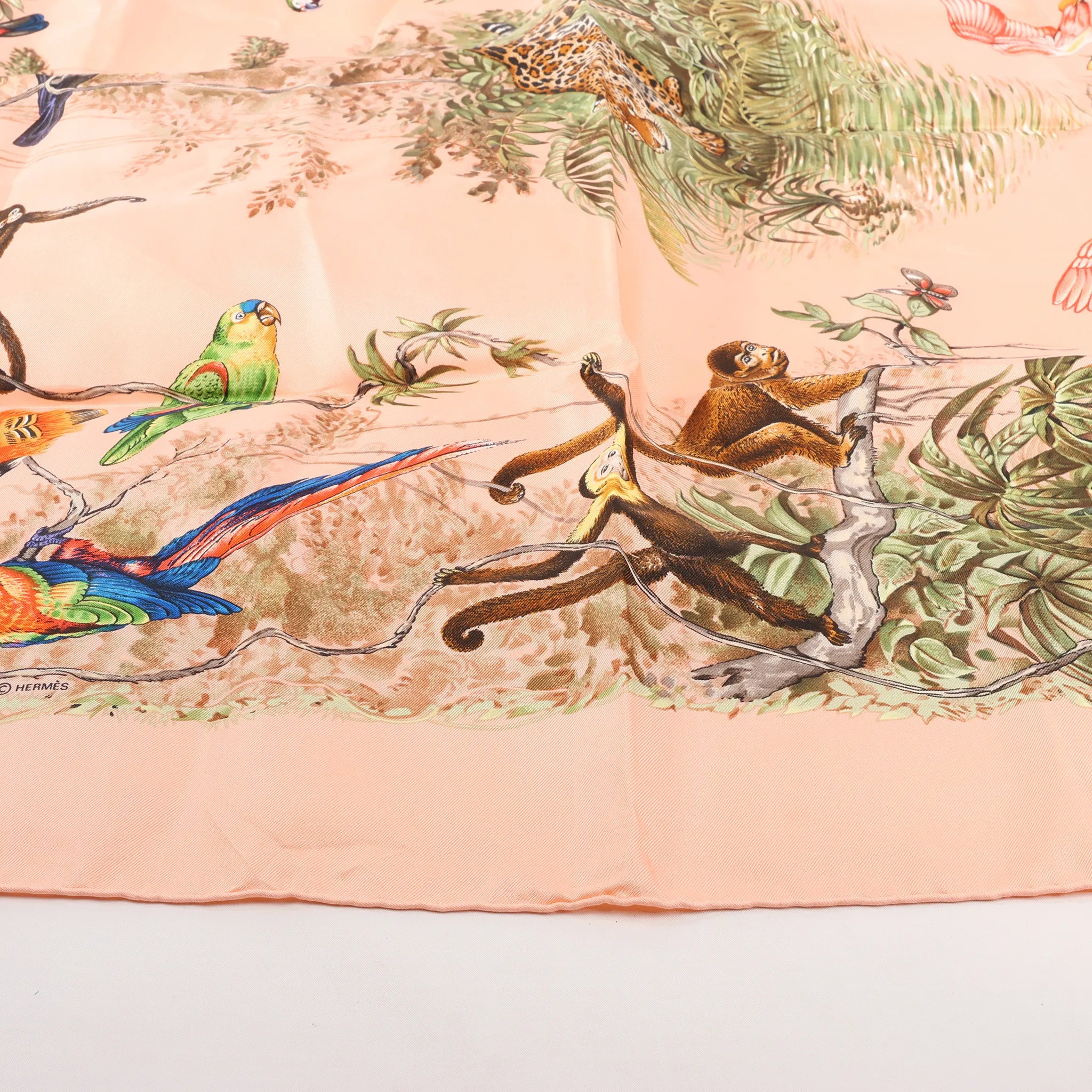 Hermès Carré 90 "EQUATEUR" Silk handkerchief in Pink