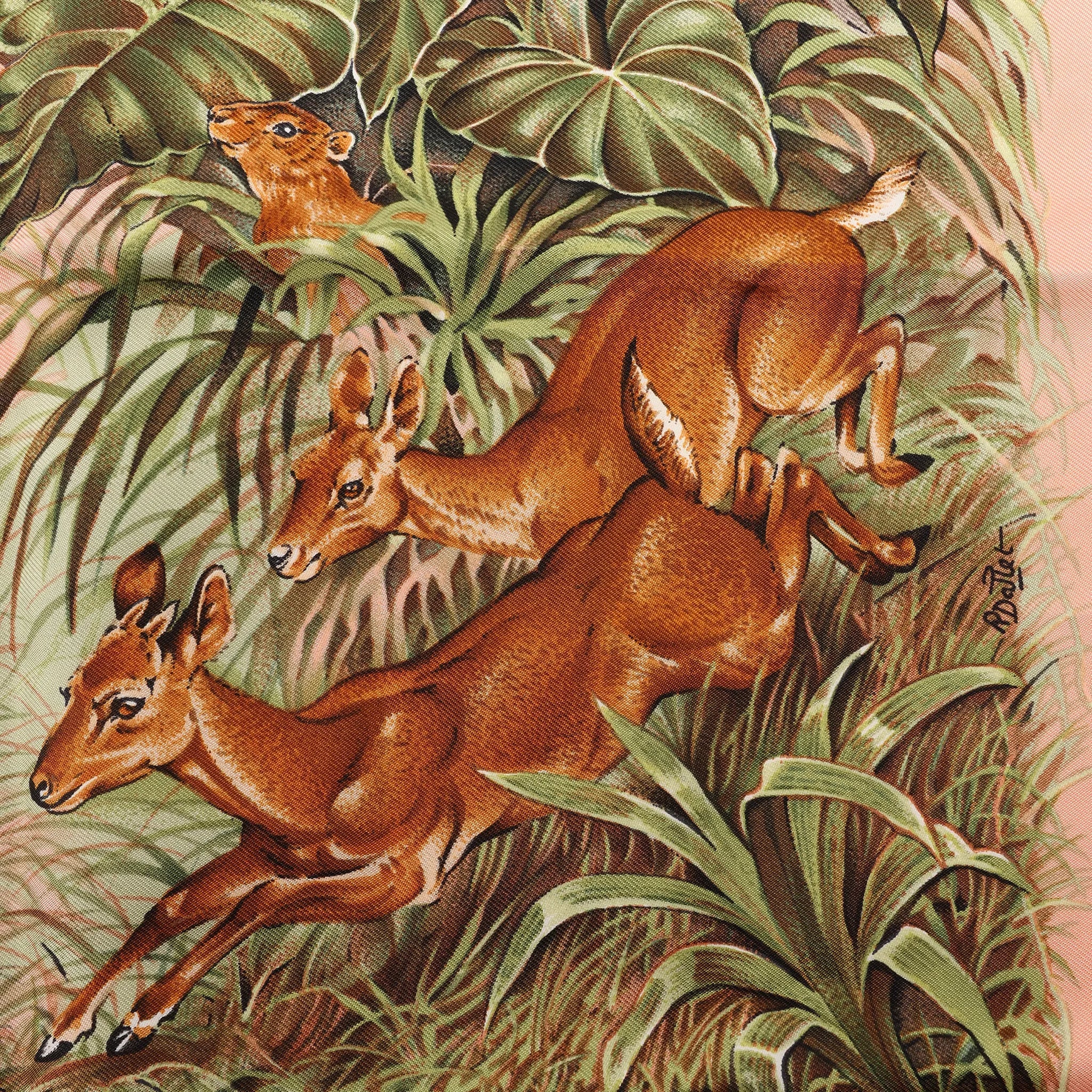 Hermès Carré 90 "EQUATEUR" Silk handkerchief in Pink