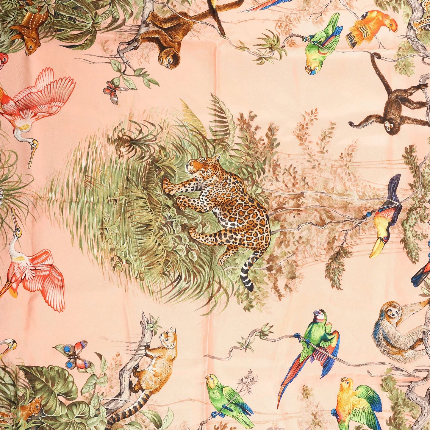 Hermès Carré 90 "EQUATEUR" Silk handkerchief in Pink