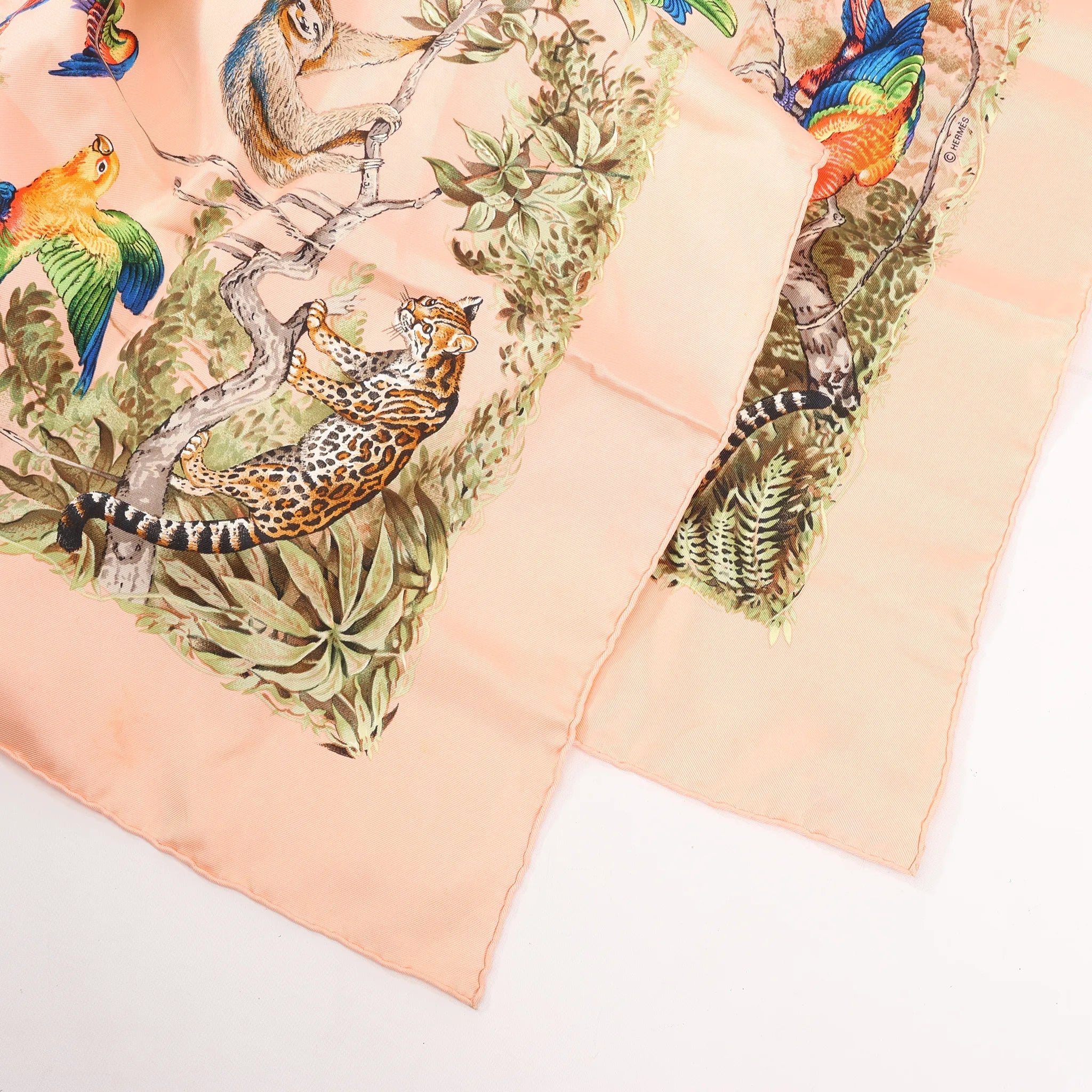 Hermès Carré 90 "EQUATEUR" Silk handkerchief in Pink