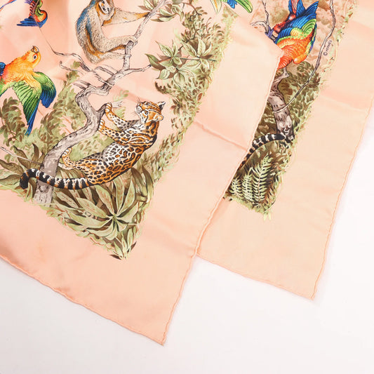 Hermès Carré 90 "EQUATEUR" Silk handkerchief in Pink