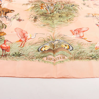 Hermès Carré 90 "EQUATEUR" Silk handkerchief in Pink