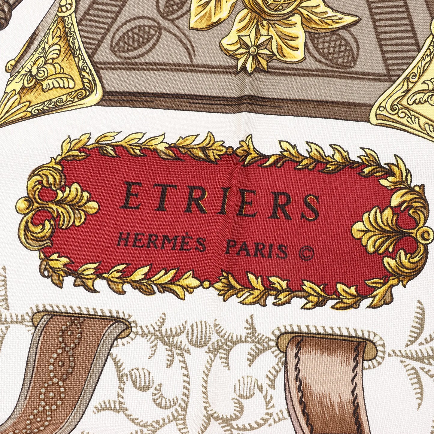Hermès Carré 90 "ETRIERS" Silk handkerchief in Red