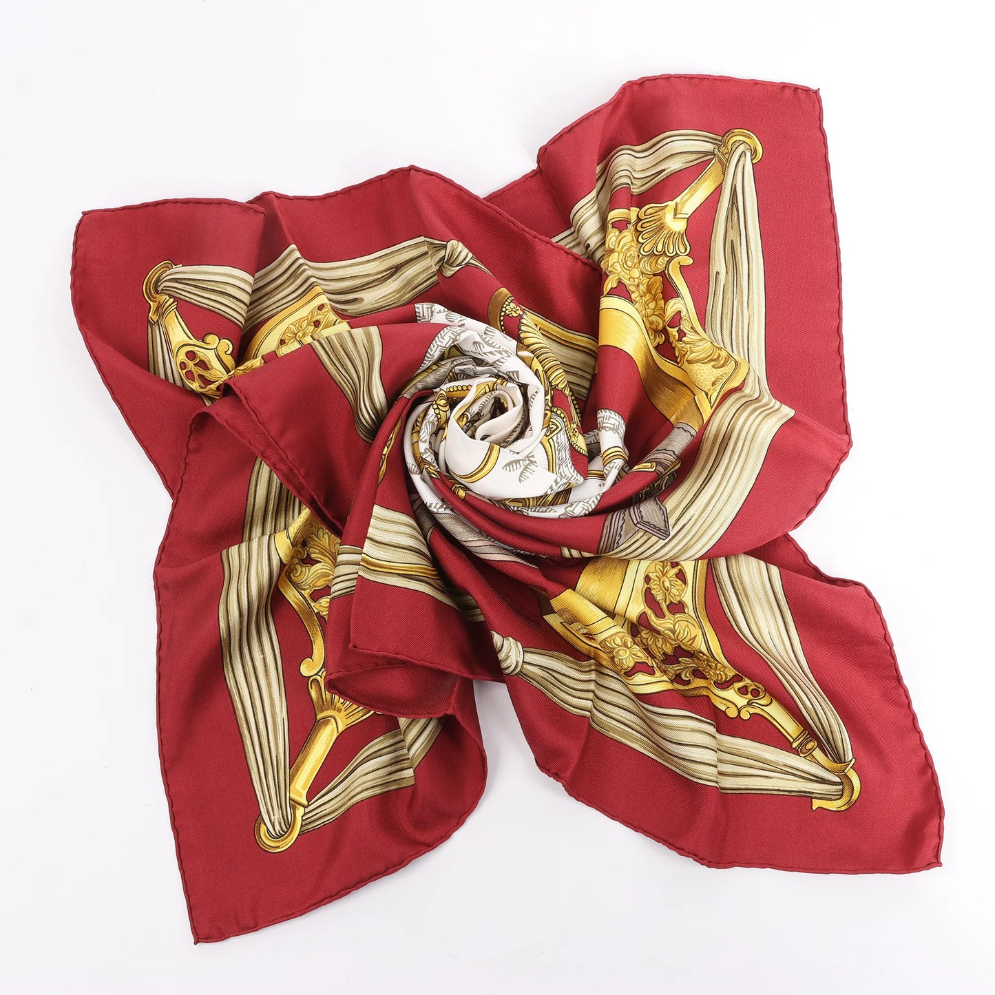 Hermès Carré 90 "ETRIERS" Silk handkerchief in Red