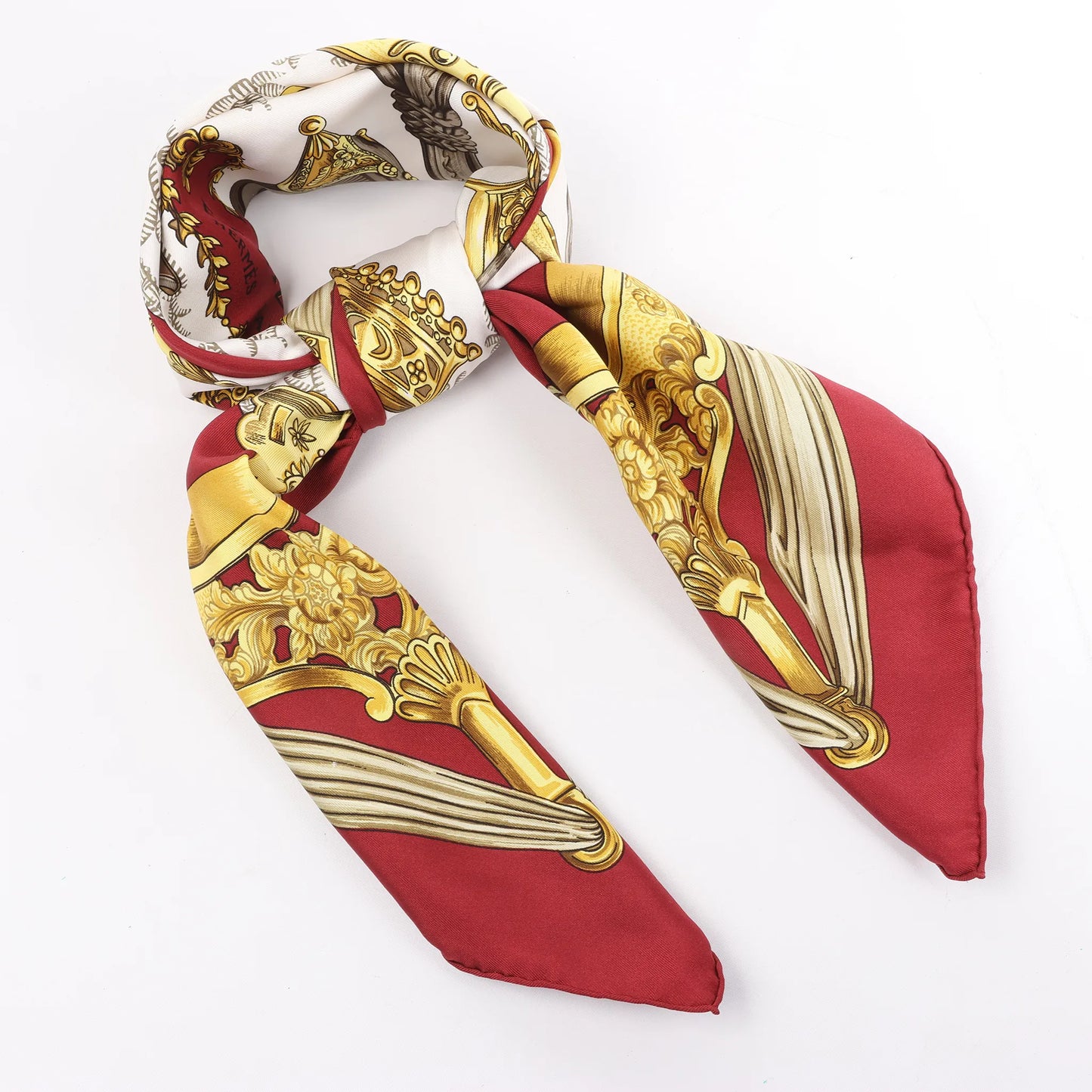 Hermès Carré 90 "ETRIERS" Silk handkerchief in Red