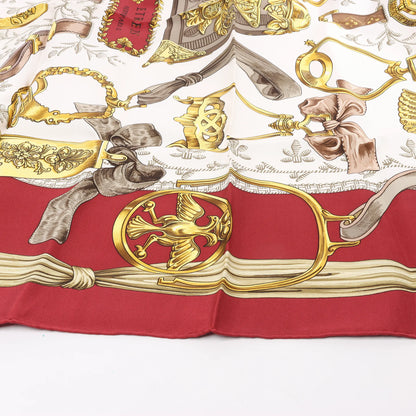 Hermès Carré 90 "ETRIERS" Silk handkerchief in Red