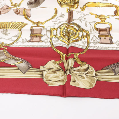 Hermès Carré 90 "ETRIERS" Silk handkerchief in Red