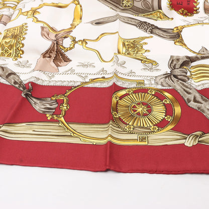 Hermès Carré 90 "ETRIERS" Silk handkerchief in Red