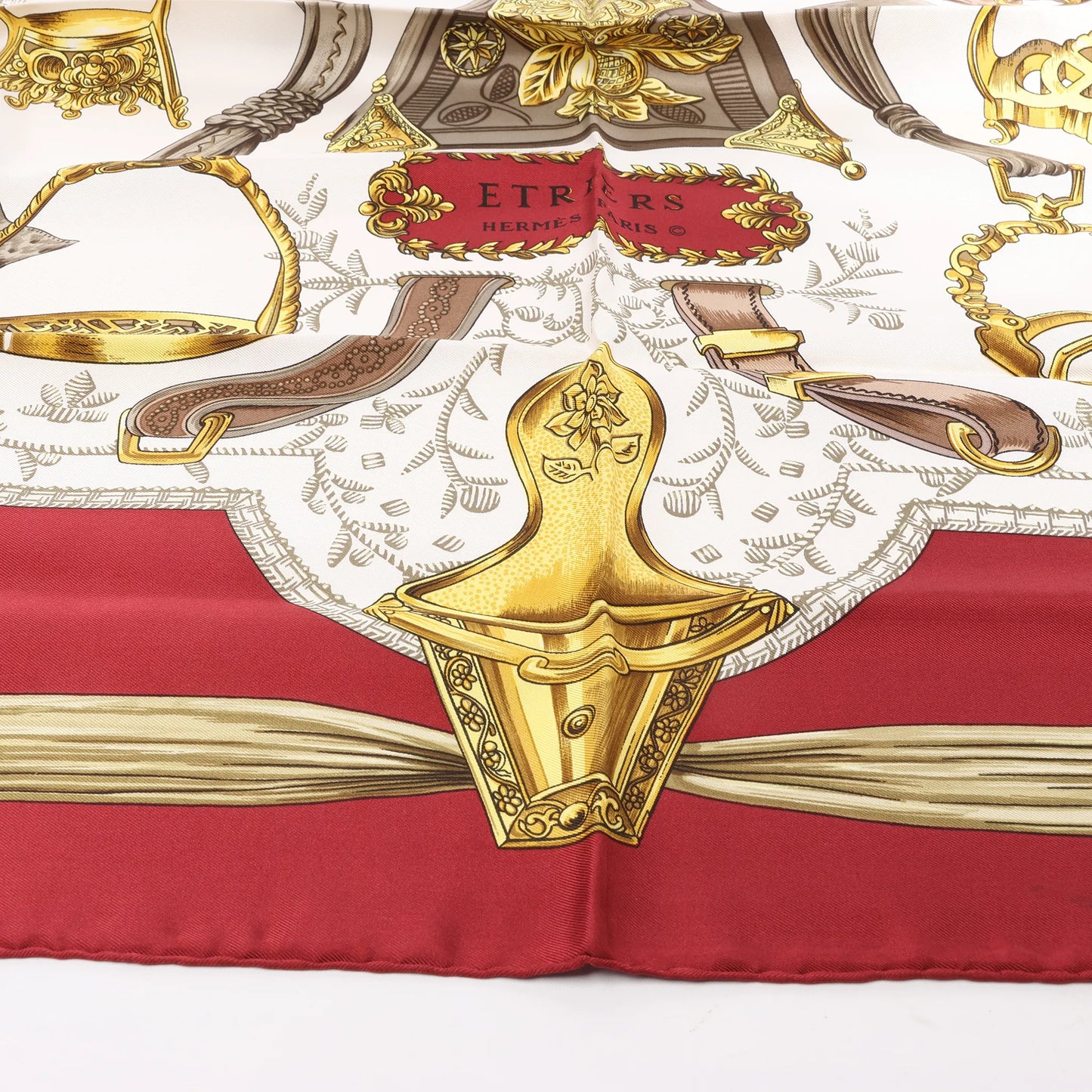Hermès Carré 90 "ETRIERS" Silk handkerchief in Red