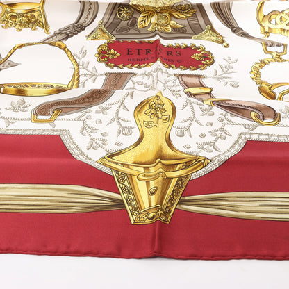 Hermès Carré 90 "ETRIERS" Silk handkerchief in Red