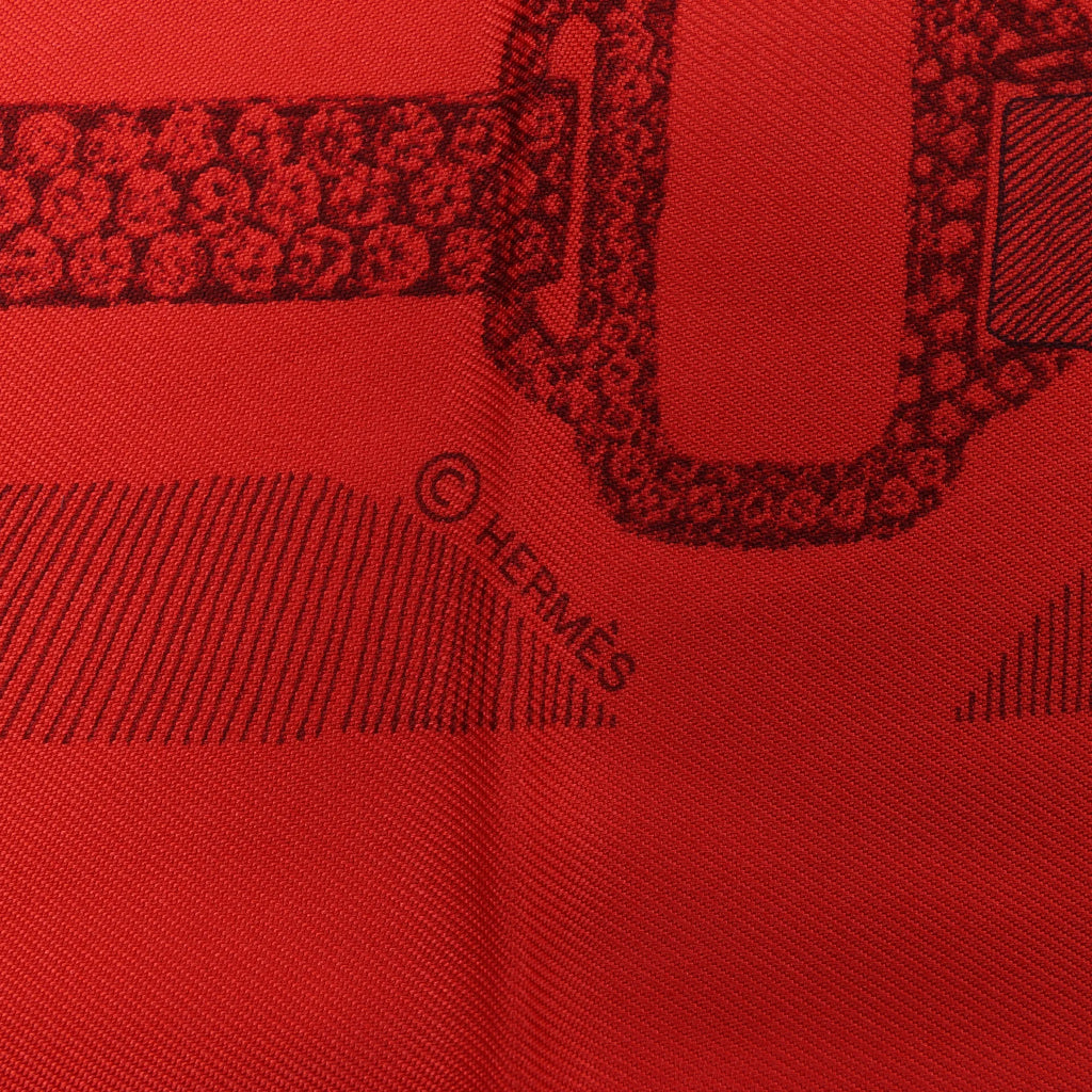 Hermès Carré 90 "ETVDE POVR VNE PARVRE DE GALA" Silk handkerchief in Red
