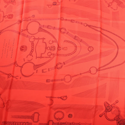 Hermès Carré 90 "ETVDE POVR VNE PARVRE DE GALA" Silk handkerchief in Red
