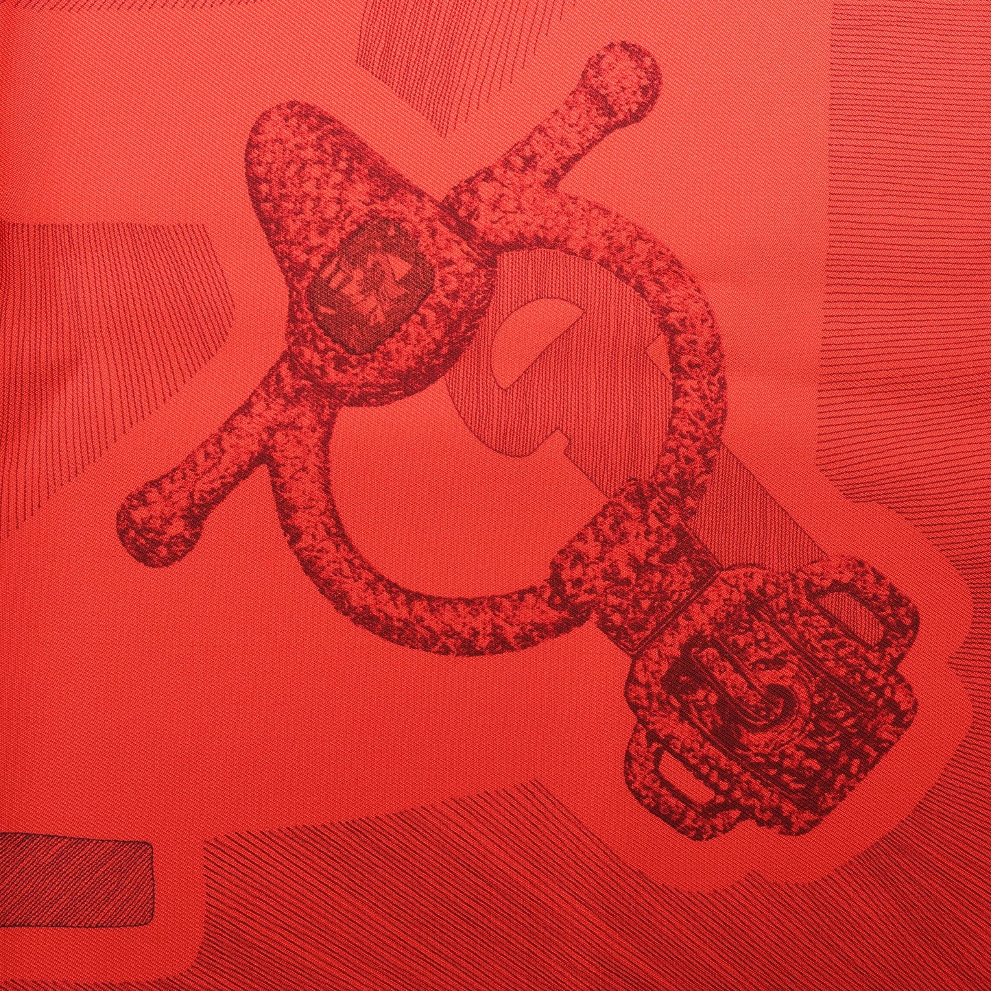 Hermès Carré 90 "ETVDE POVR VNE PARVRE DE GALA" Silk handkerchief in Red