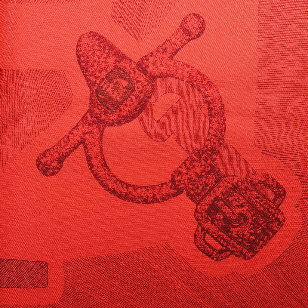 Hermès Carré 90 "ETVDE POVR VNE PARVRE DE GALA" Silk handkerchief in Red