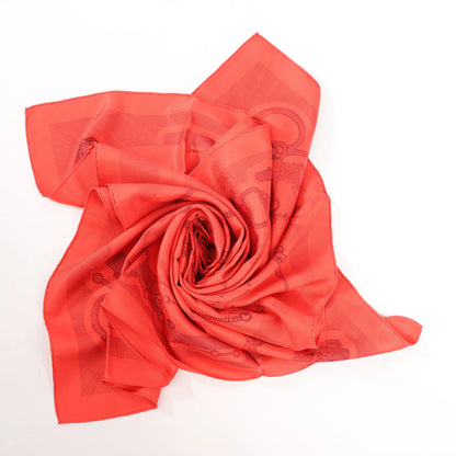 Hermès Carré 90 "ETVDE POVR VNE PARVRE DE GALA" Silk handkerchief in Red