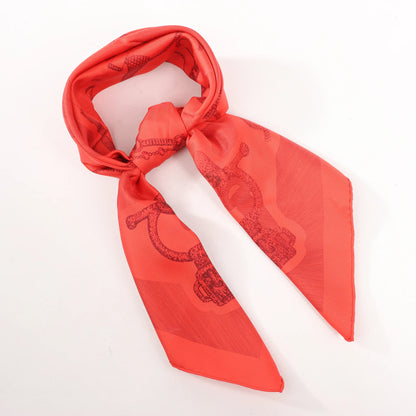Hermès Carré 90 "ETVDE POVR VNE PARVRE DE GALA" Silk handkerchief in Red