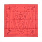 Hermès Carré 90 "Étvde Povr Vne Parvre de Gala" silk scarf in red, featuring intricate tonal illustrations of bridles, bits, and equestrian chains arranged symmetrically over a subtle background monogram.
