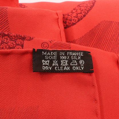 Hermès Carré 90 "ETVDE POVR VNE PARVRE DE GALA" Silk handkerchief in Red