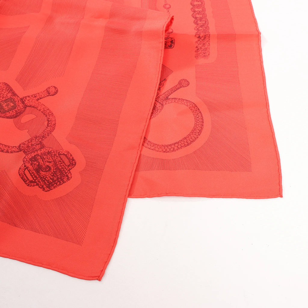 Hermès Carré 90 "ETVDE POVR VNE PARVRE DE GALA" Silk handkerchief in Red