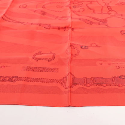 Hermès Carré 90 "ETVDE POVR VNE PARVRE DE GALA" Silk handkerchief in Red