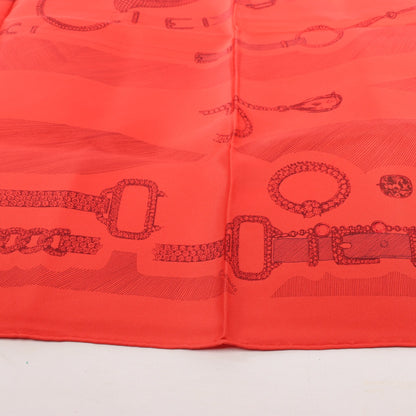 Hermès Carré 90 "ETVDE POVR VNE PARVRE DE GALA" Silk handkerchief in Red