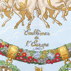 Hermès Carré 90 "Emblemes de L'Europe" Silk handkerchief in Navy Blue