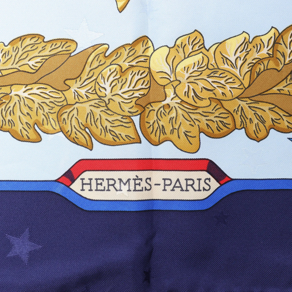 Hermès Carré 90 "Emblemes de L'Europe" Silk handkerchief in Navy Blue